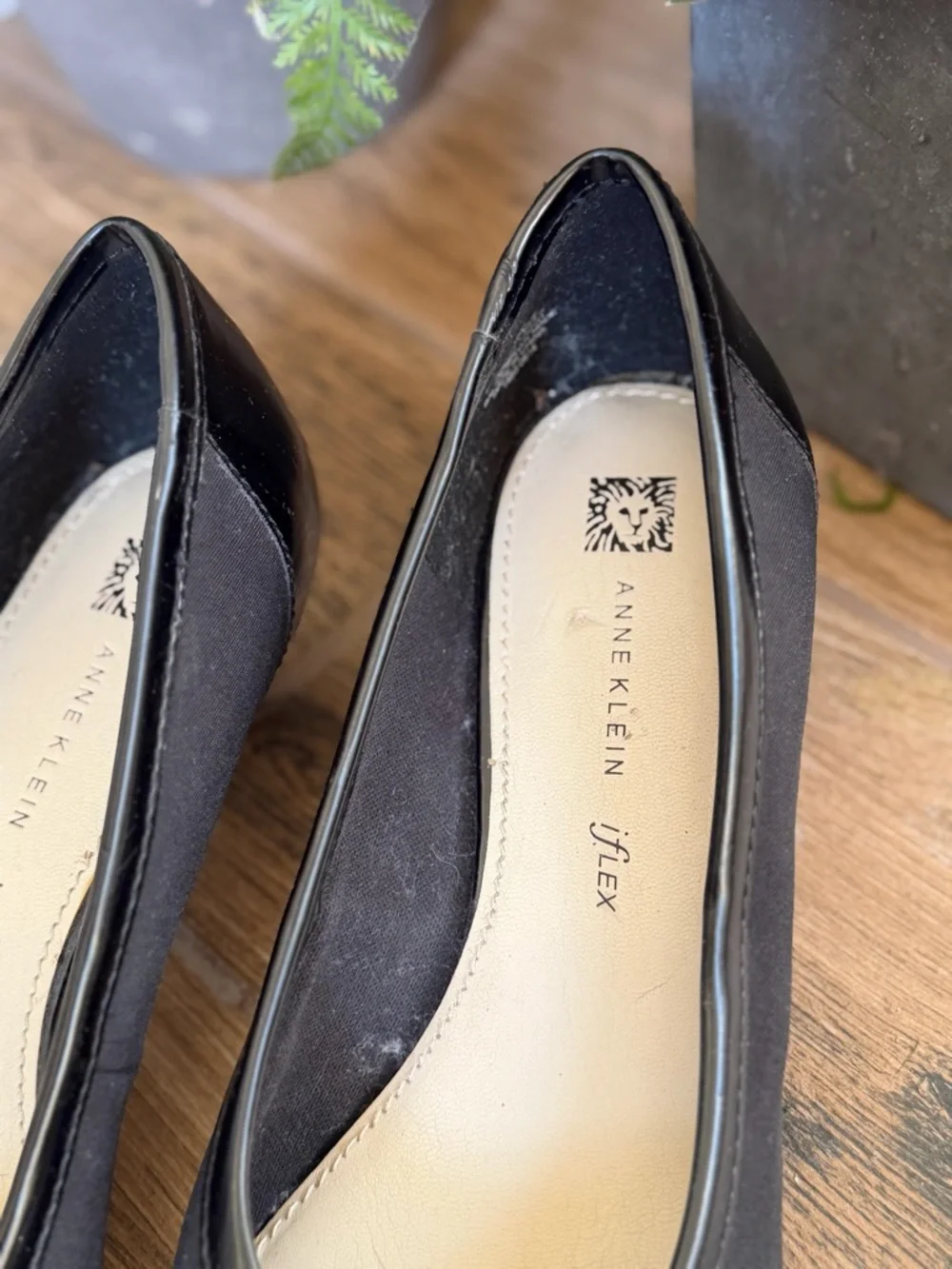 Anne Klein Black Pointed Toe Flats with Buckle Accent - Picture 2 of 8